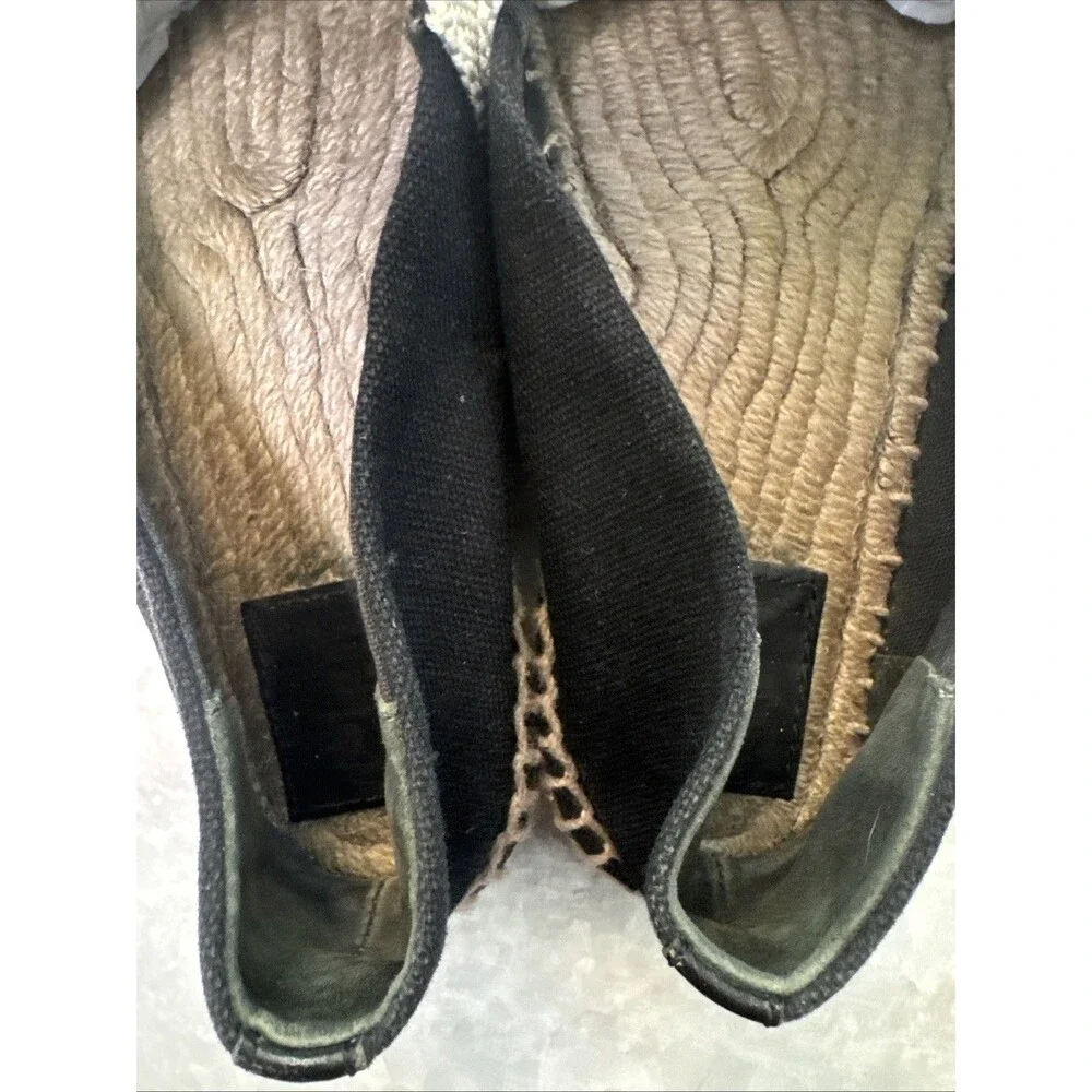 Tory Burch Women's 6.5 Blue Flat Espadrilles Logo Leather Slip On Shoes